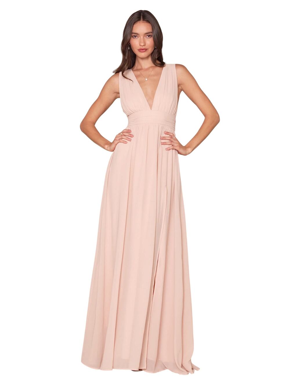 Lulus Heavenly Hues Blush Pink Chiffon Pleated Maxi Dress size X-Large NWT